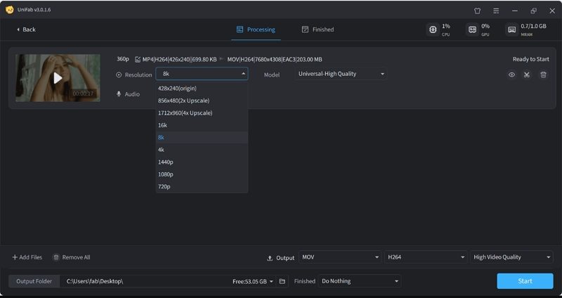 unifab 8k video enhancer