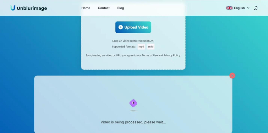 Uploading a video to UnblurImage AI