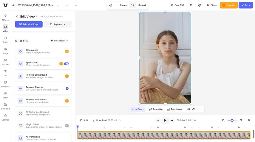 retouch video online with veed