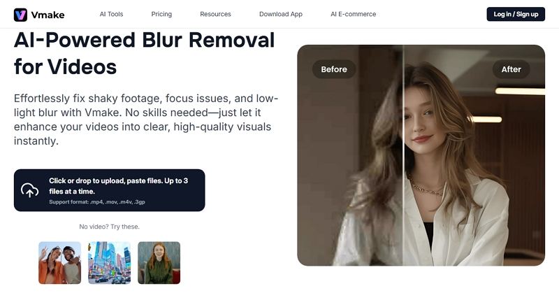 vmake supprimer flou vidéo en ligne gratuitement
