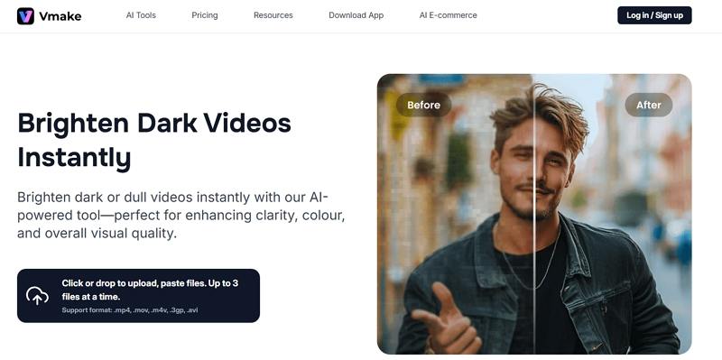 vmake ai video brightener