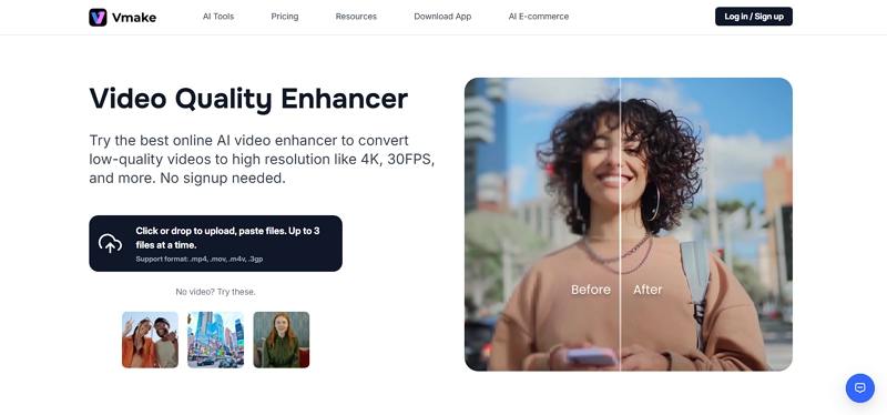 vmake ai video enhancer online
