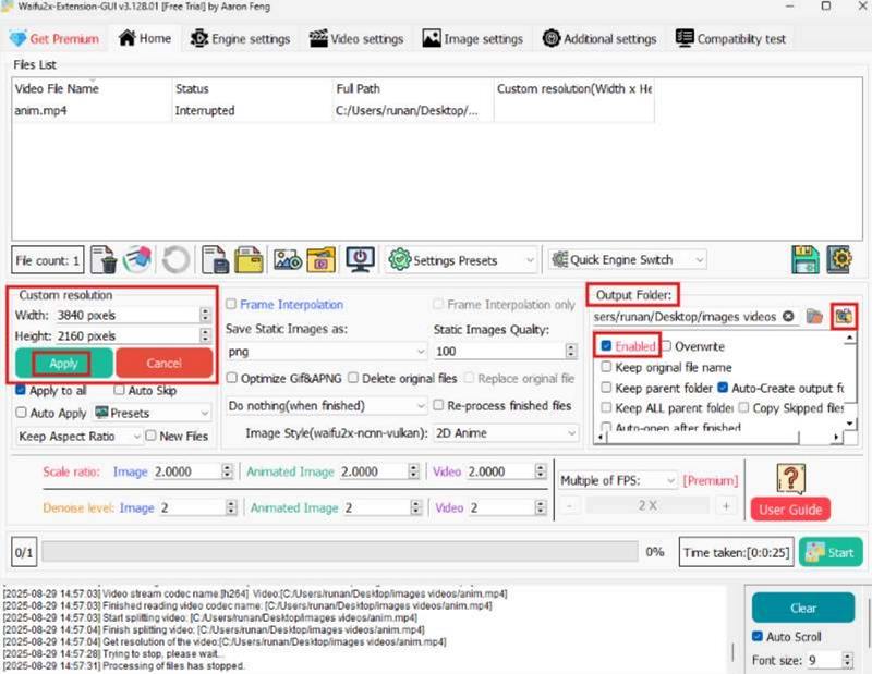 waifu2x change resolution