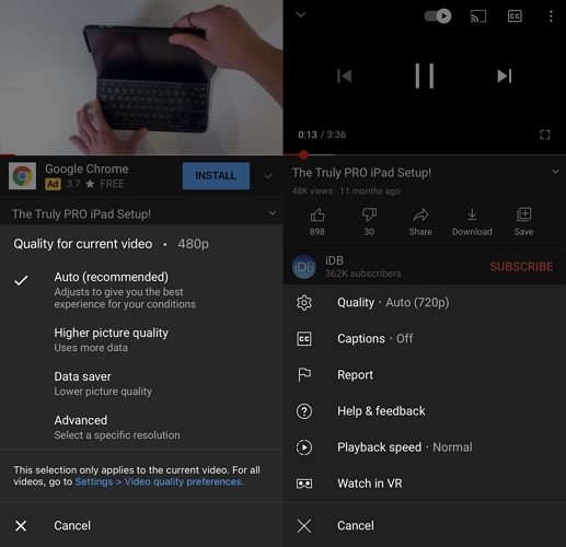 quality of youtube video