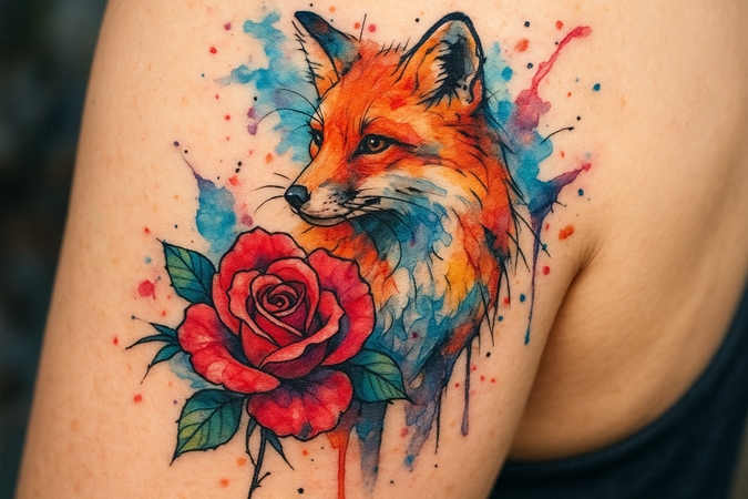 put watercolor ink tattoo on picture