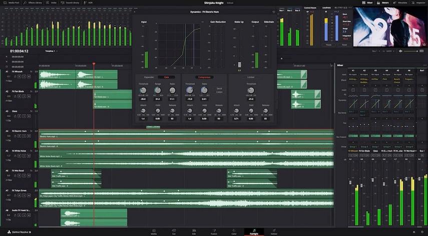 DaVinci Resolve音声編集画面