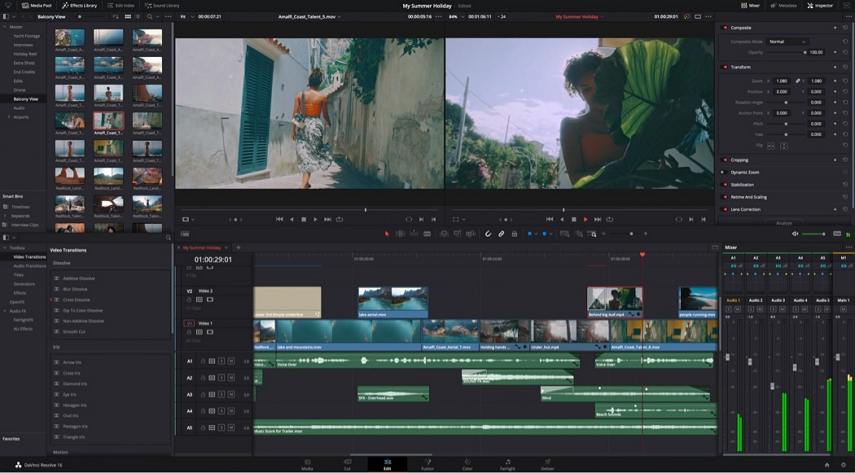 DaVinci Resolve動画編集画面