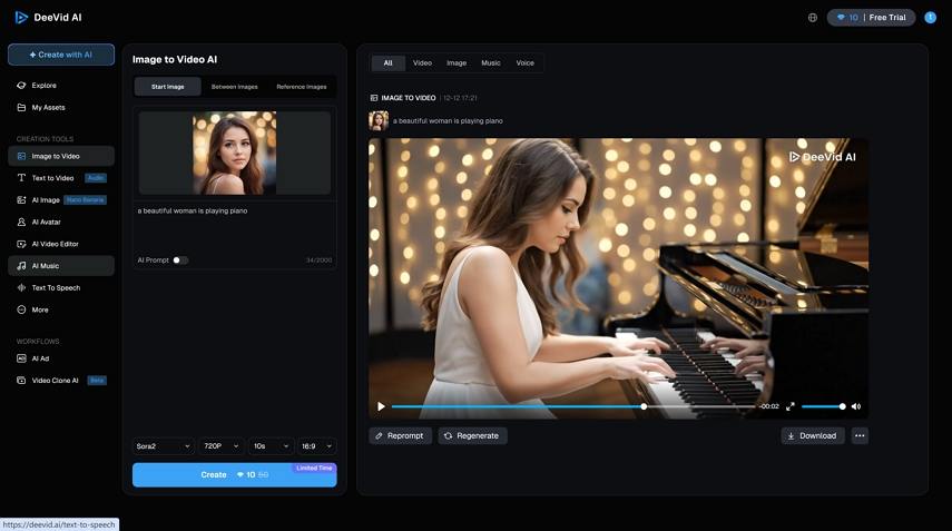 Deevid generate video successfully