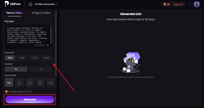 type prompt ai tutorial hitpaw video