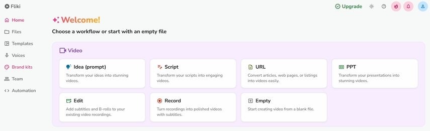 start a ne project in fliki