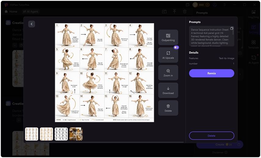 generate movement sheet with GPT Image 2 in Fotorpea