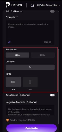 hitpaw online mincraft video generator output settings