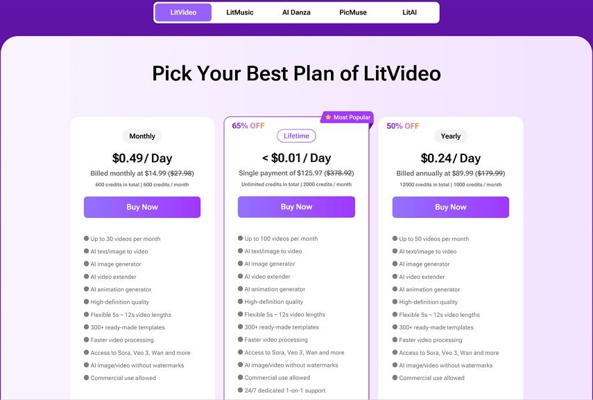 is litvideo video generator free?