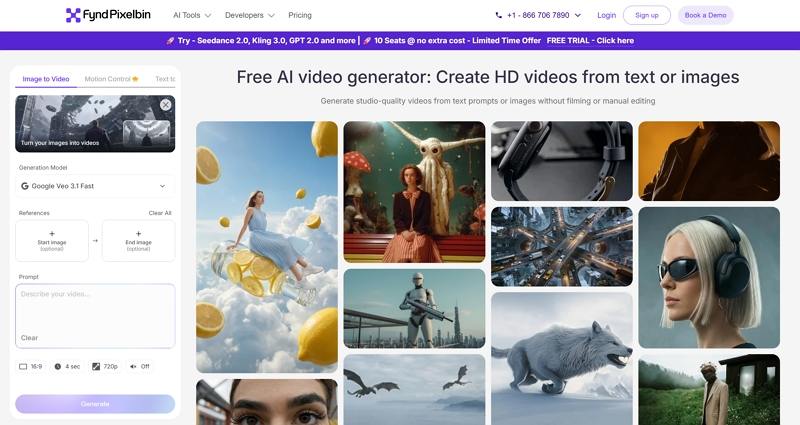 Pixelbin free video generator no signup