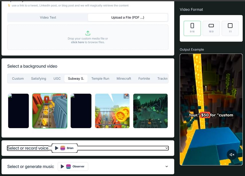 Revid.ai Minecraft Parkour Video Generator