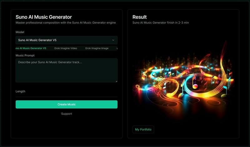 Suno AI Musikgenerator Schnittstelle Songenerstellung