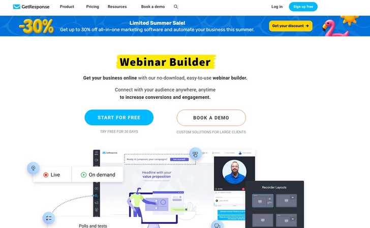 getresponse webinars records meetings