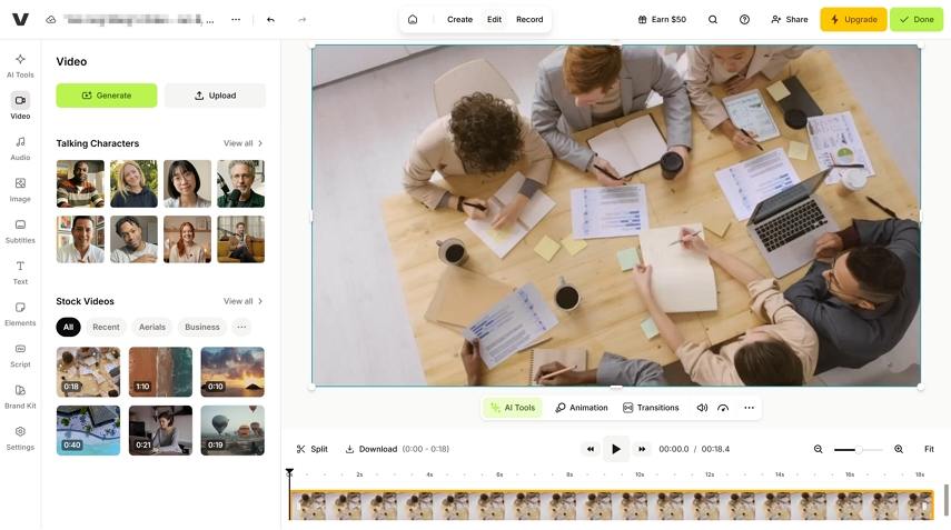 VEED.IO workspace