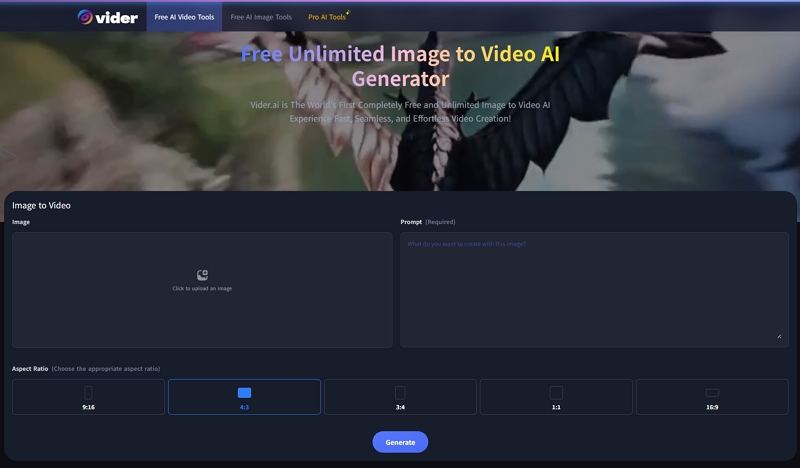 vider ai free video generator no signup