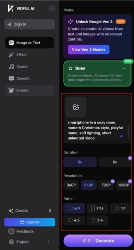 enter prompt to vidful AI to generate video