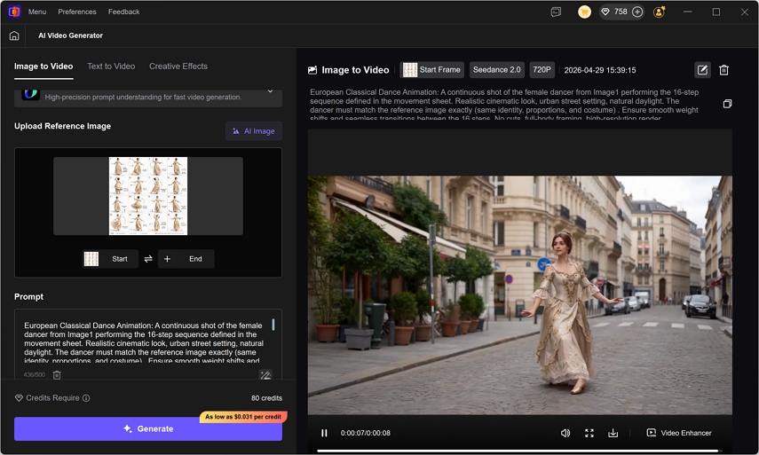 generate dance video with seedance 2.0 in vikpea