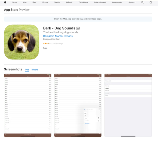 Bark Dog Sound App View
