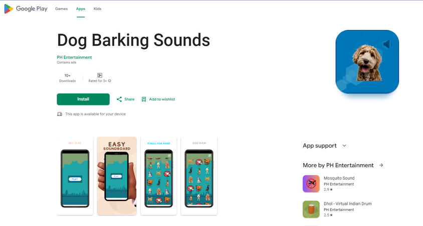 Dog Barking Sound App View