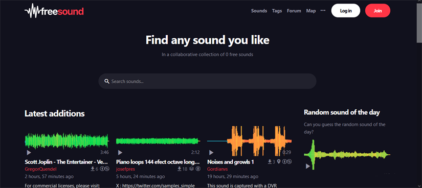 Freesound audio and music