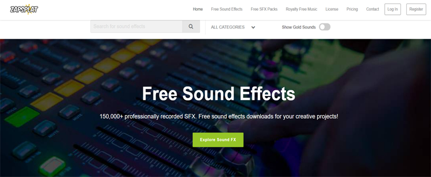 عرض الصفحة الرئيسية لموقع Freesound