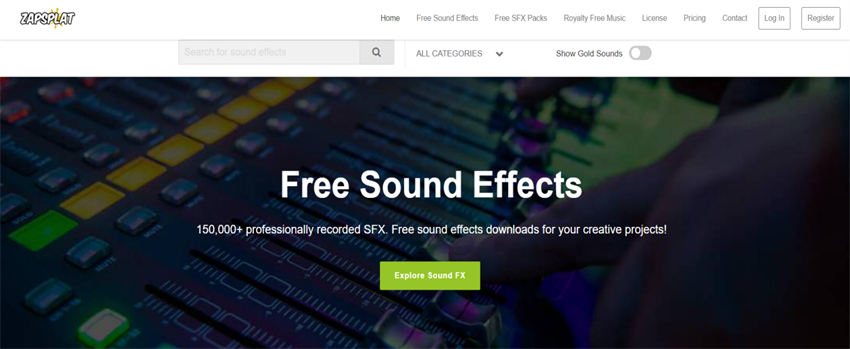 view of Freesound homepage