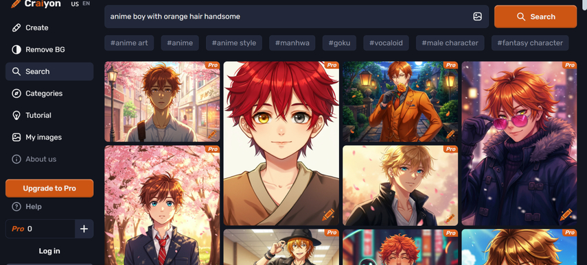 anime guy orange hair art craiyon
