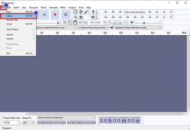 dateien zu audacity hinzufügen