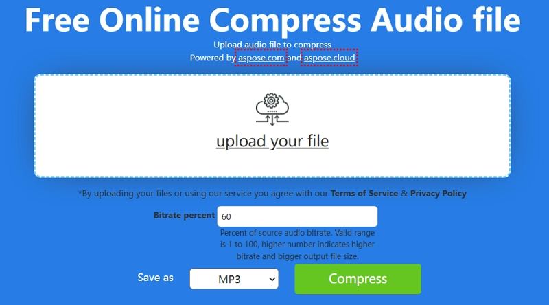 compresor de audio a 16 mb online