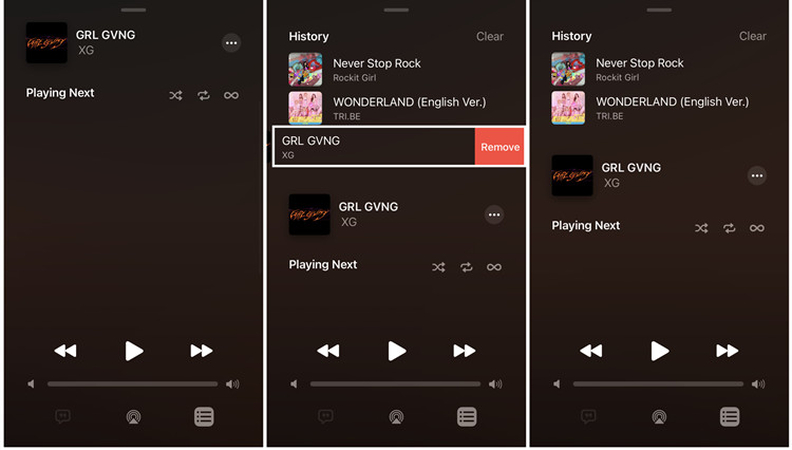 clear recently played on apple music