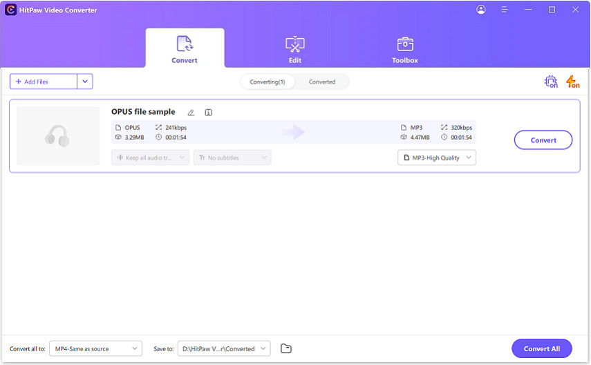 importer un fichier opus