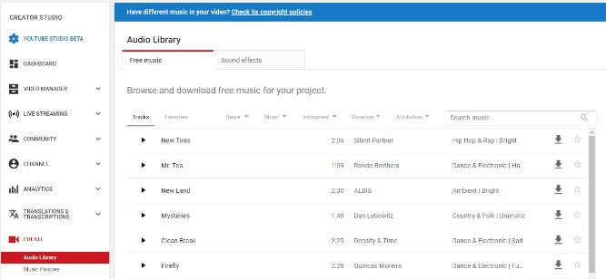 Audio Library — Music for content creators 
