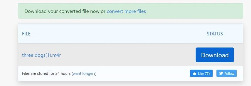 convert wav to m4r successfully