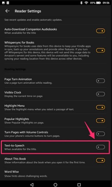 how to listen to kindle books with text to speech