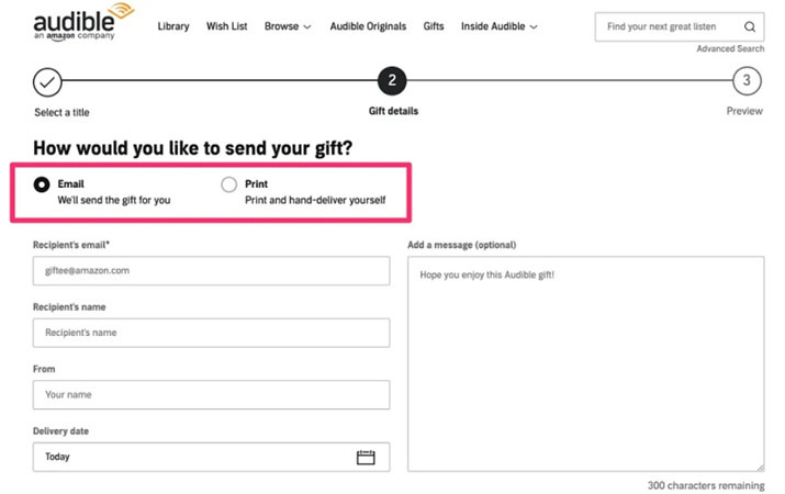 Cómo regalar un libro en Audible