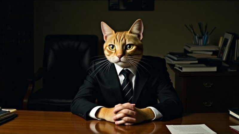 business meeting cat