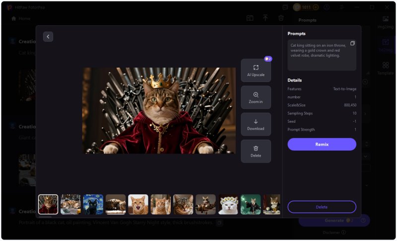 generate ai king orange cat