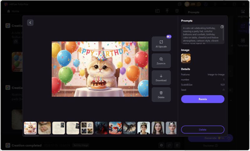 genera imagen de gato feliz cumpleaños