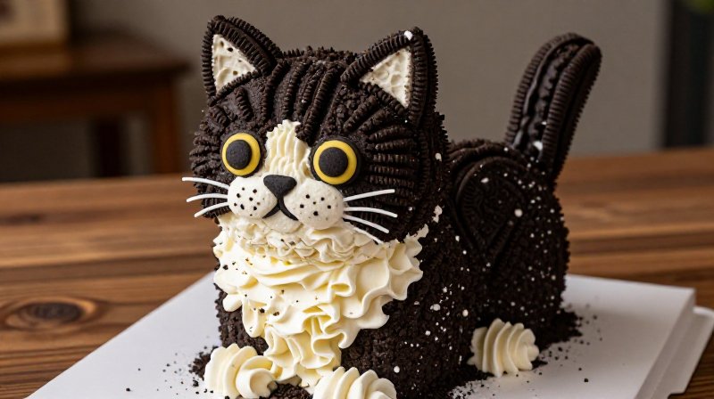 realistic oreo cat cake