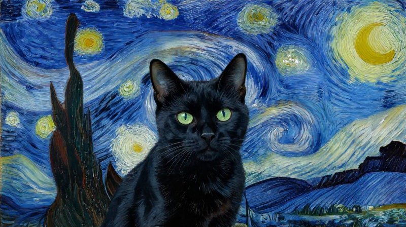starry night ai orange cat