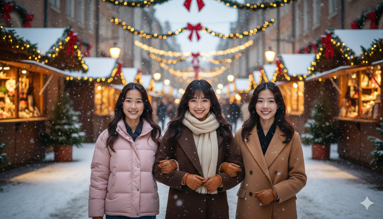 christmas ai photo-prompts friends snowy walk