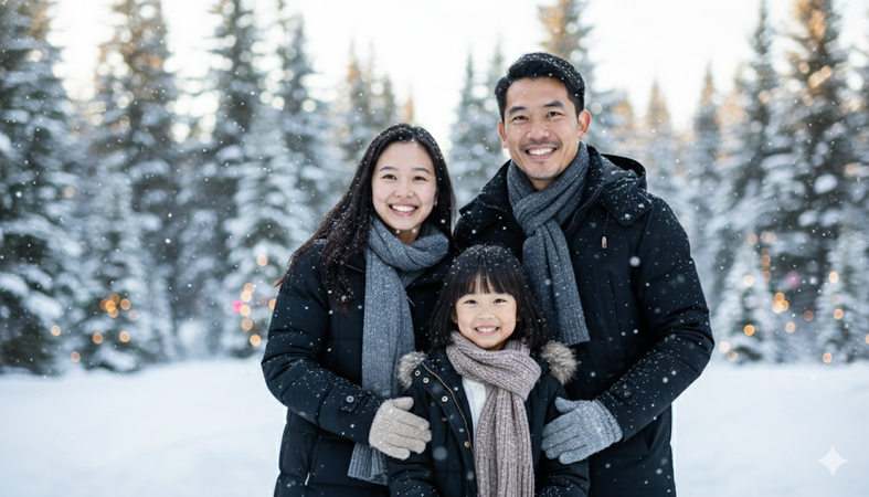 christmas ai prompts family snow day