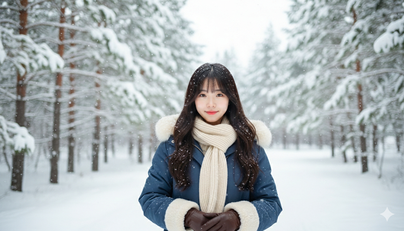 gemini ai christmas prompts woman snow