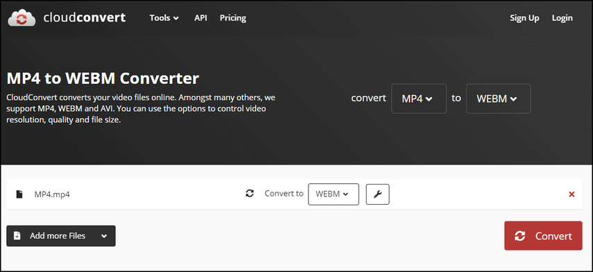 convert mp4 to webm cloudconvert