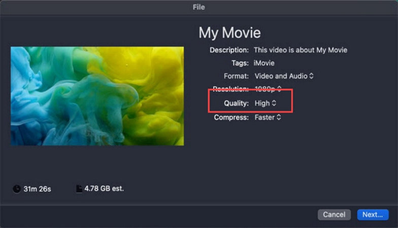 export video to 1080p in iMovie