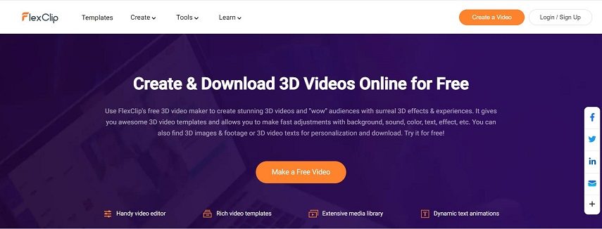 flexclip 온라인으로 3D 비디오 제작
